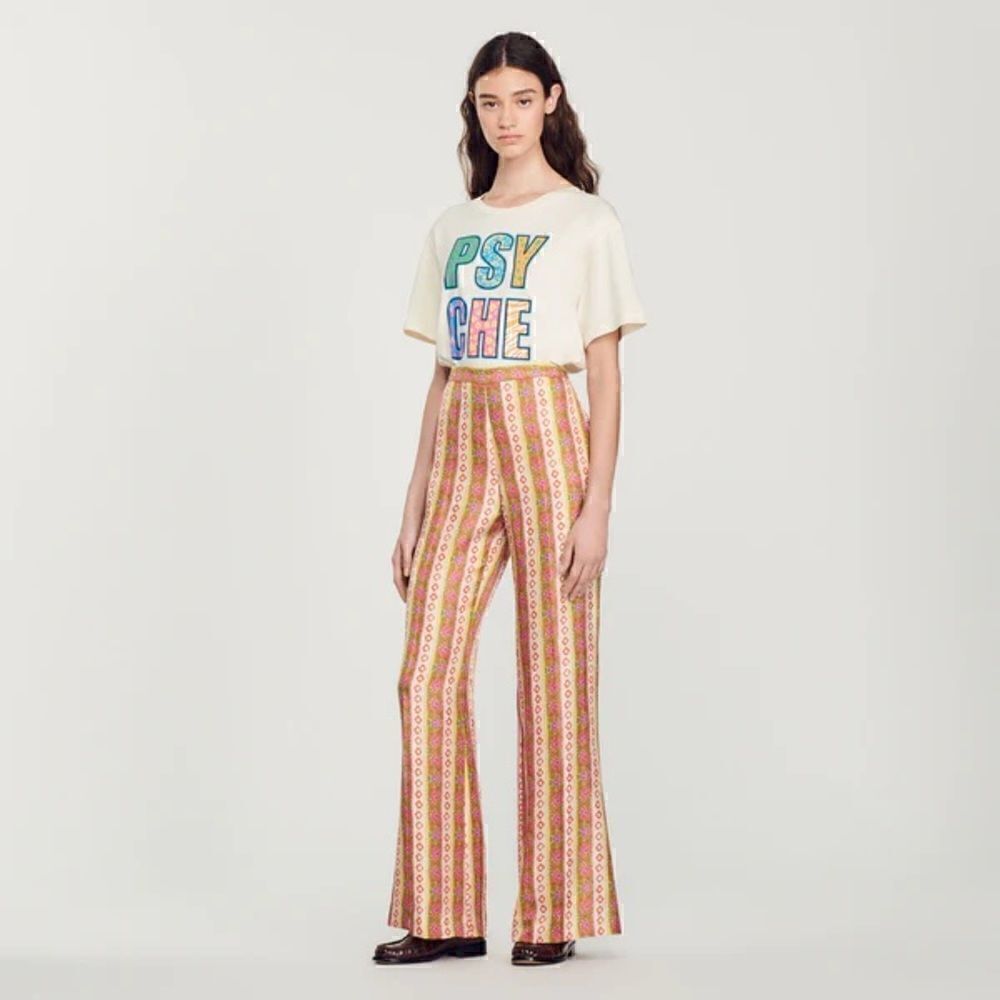 SANDRO
graphic-print stripe flared trousers